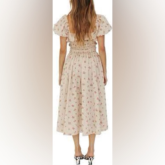 ❤️French country picnic cottage core puff puffy ruffle sleeve dress - Picture 4 of 5